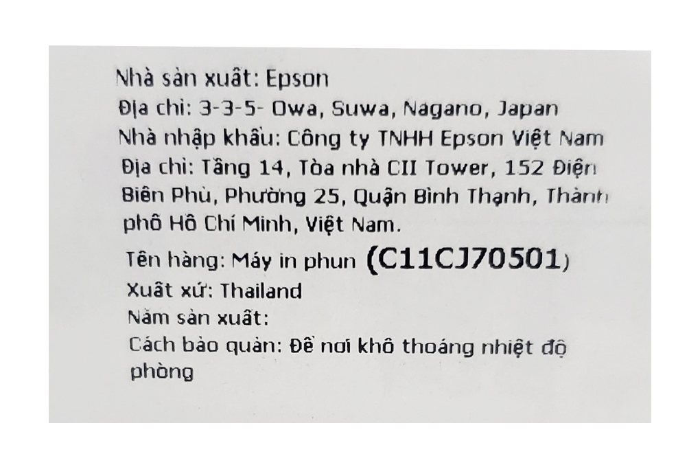 Máy In phun màu đơn năng Epson EcoTank L1210 (C11CJ70501) Màu Đen