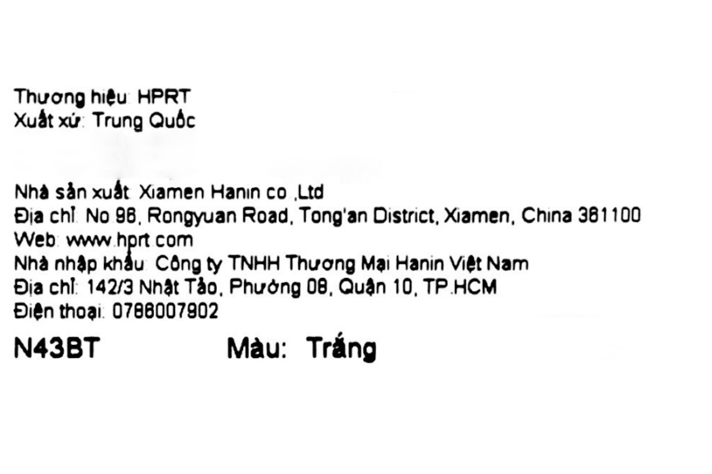 Máy in nhiệt HPRT N43BT Bluetooth Màu Trắng