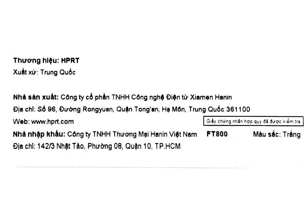 Máy in nhiệt HPRT FT800 Wifi Màu Trắng