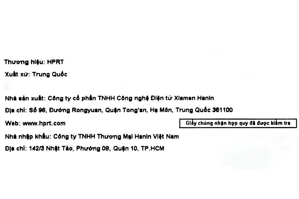 Máy in nhiệt di động HPRT MT800 Bluetooth Màu Đen