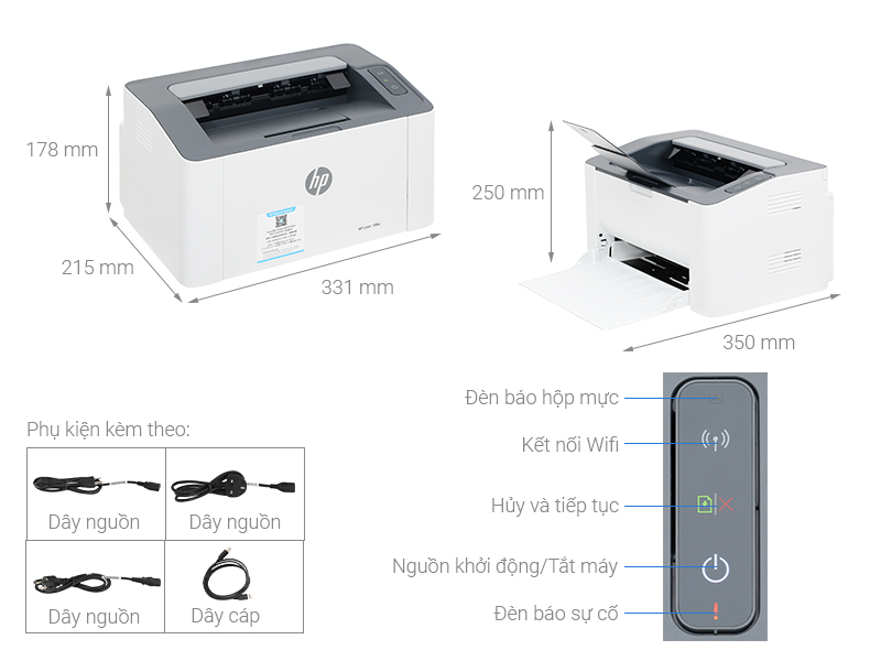 Máy in laser trắng đen đơn năng HP 108w (4ZB80A)