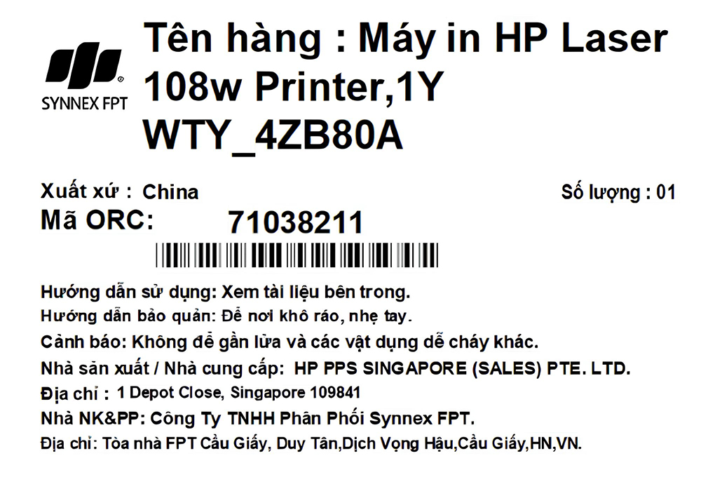 Máy in laser trắng đen đơn năng HP 108w (4ZB80A) Màu Trắng