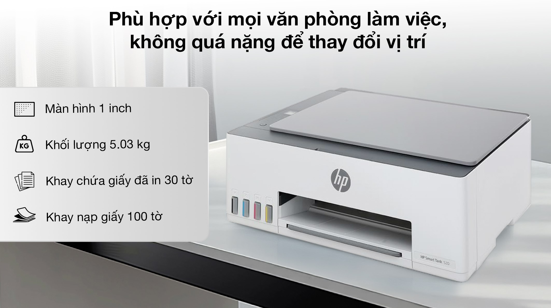 Máy in phun màu đa năng HP Smart Tank 520 (1F3W2A)