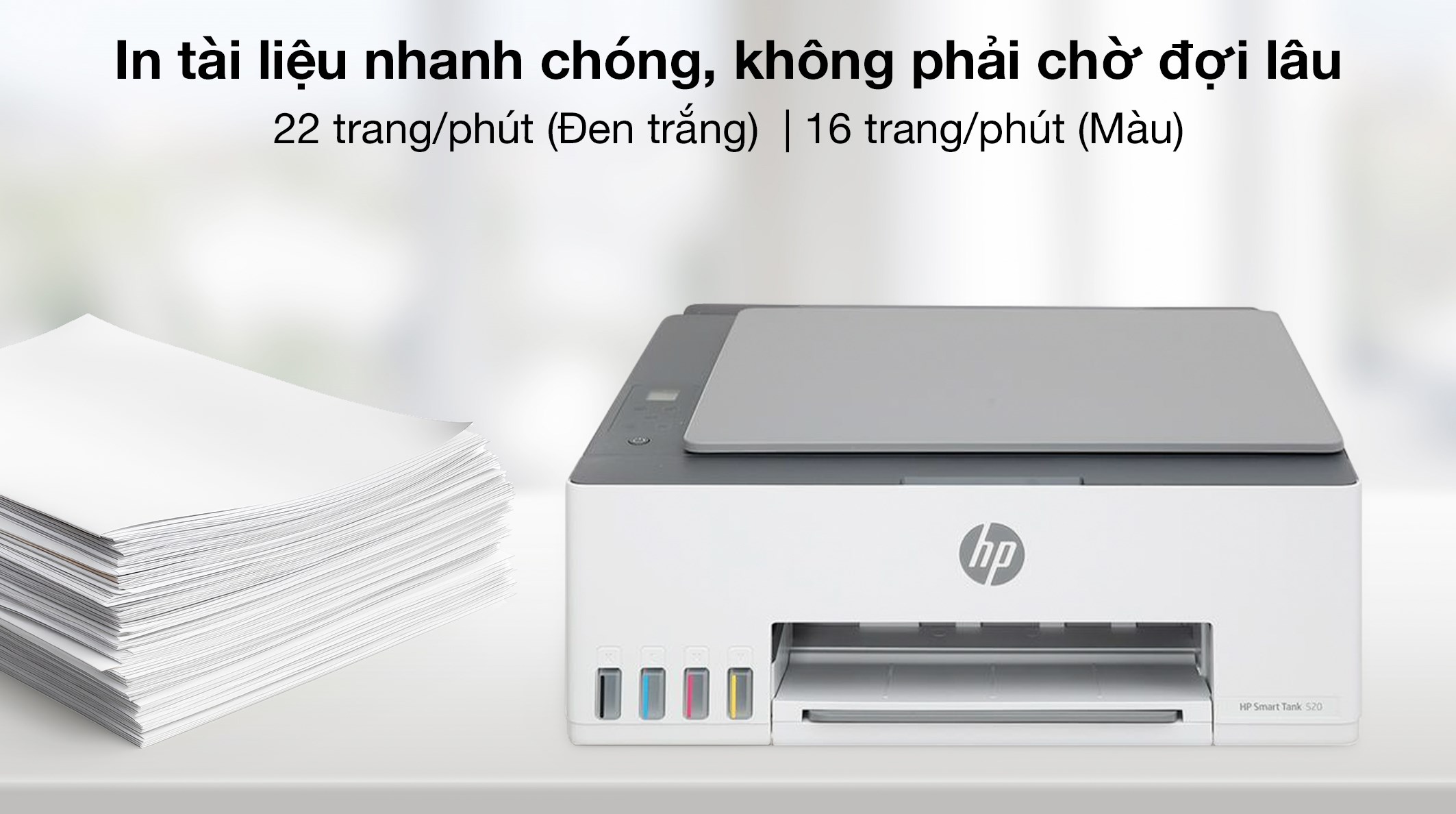 Máy in phun màu đa năng HP Smart Tank 520 (1F3W2A)
