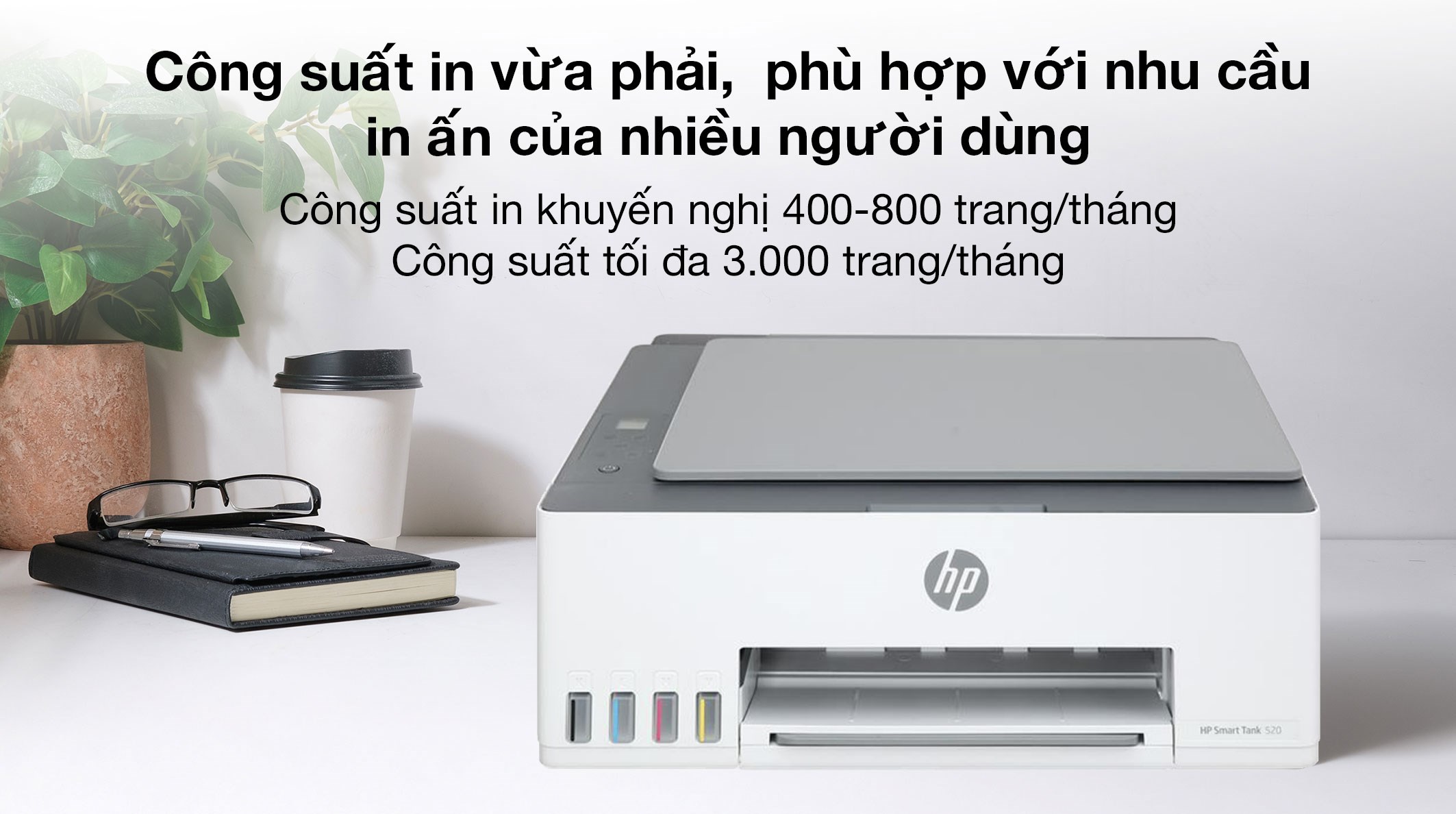 Máy in phun màu đa năng HP Smart Tank 520 (1F3W2A)
