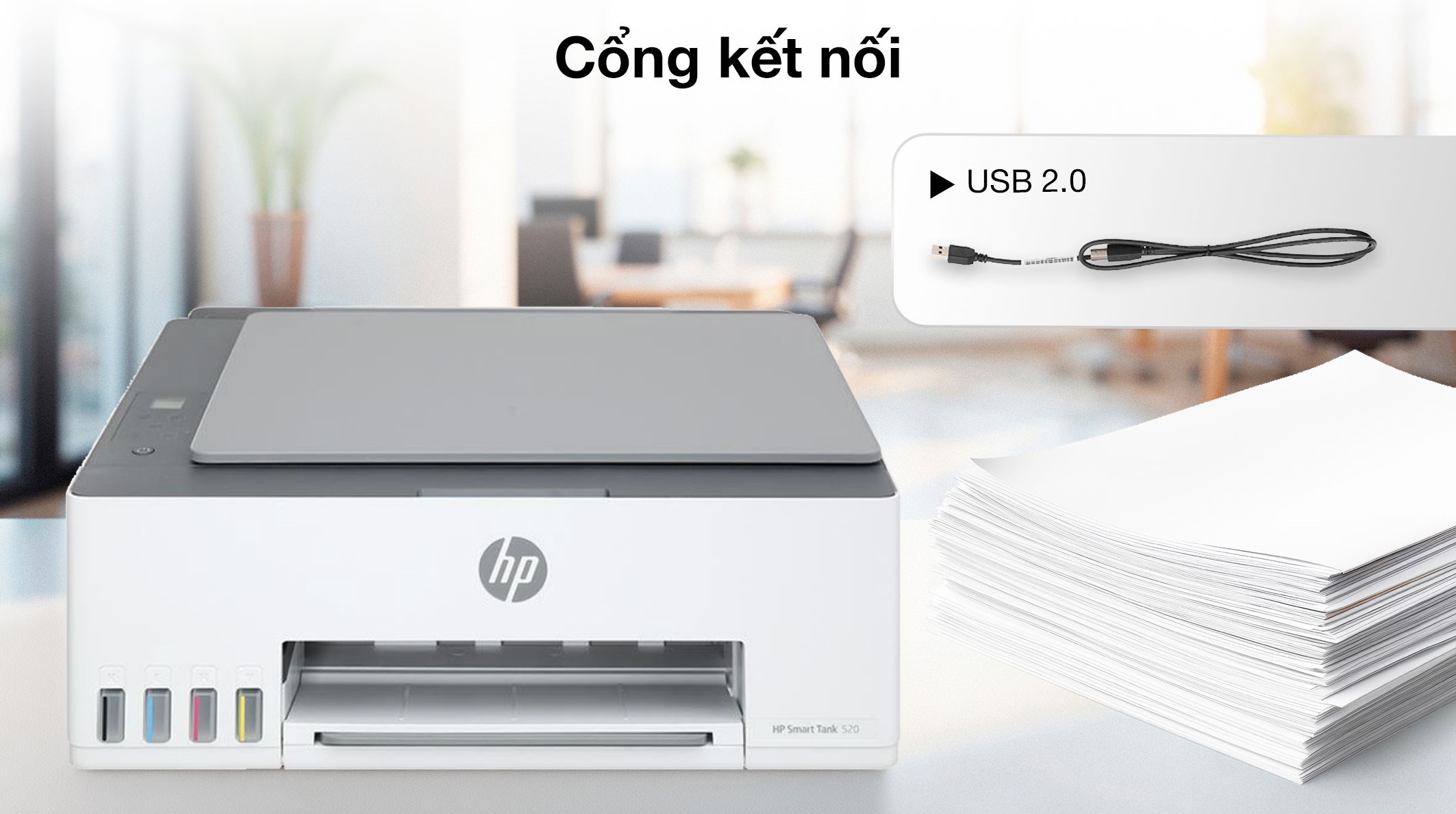 Máy in phun màu đa năng HP Smart Tank 520 (1F3W2A)