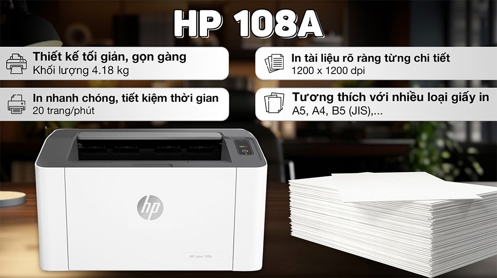 Máy in laser trắng đen đơn năng HP 108a (4ZB79A)
