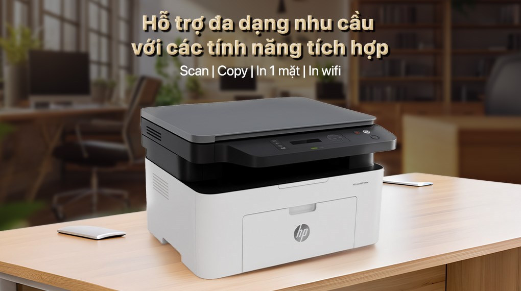Máy in laser trắng đen đa năng HP LaserJet MFP 136w Wifi (4ZB86A)