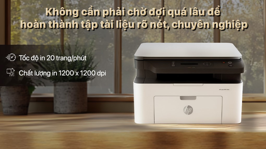Máy in laser trắng đen đa năng HP LaserJet MFP 136w Wifi (4ZB86A)