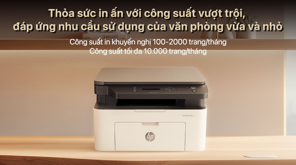 Máy in laser trắng đen đa năng HP LaserJet MFP 136w Wifi (4ZB86A)