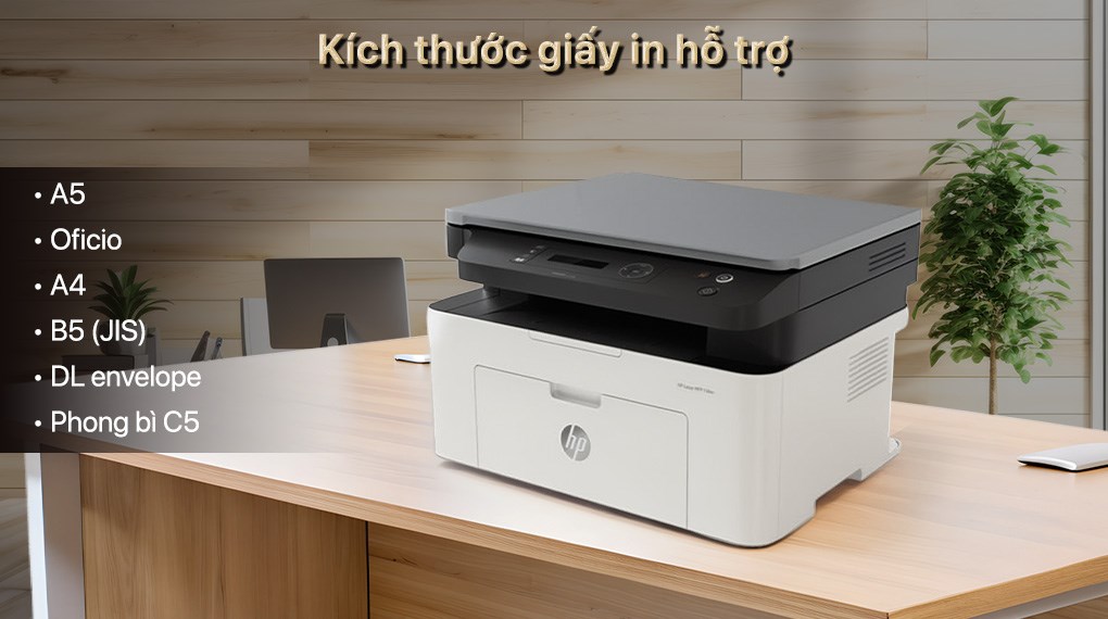 Máy in laser trắng đen đa năng HP LaserJet MFP 136w Wifi (4ZB86A)
