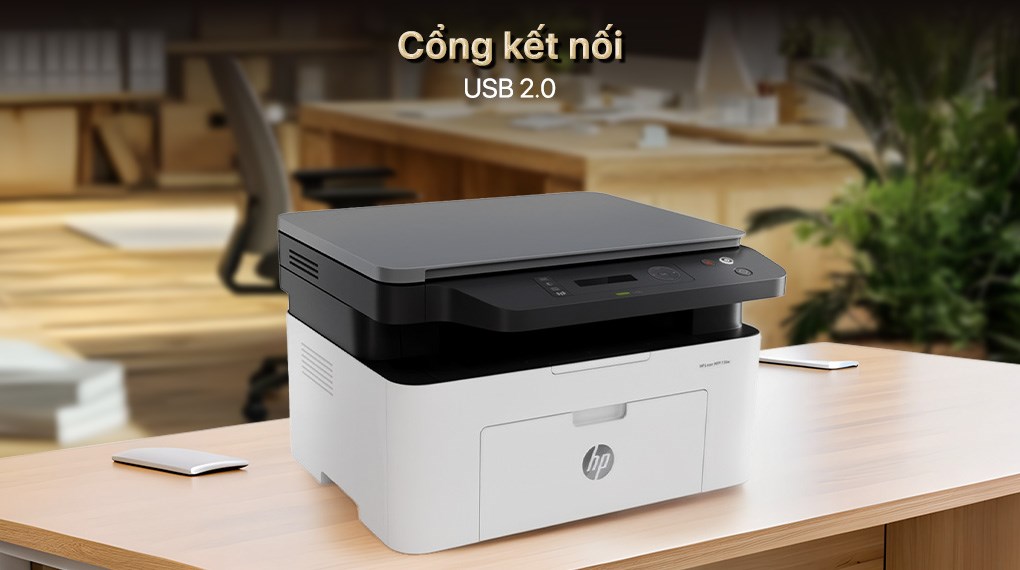 Máy in laser trắng đen đa năng HP LaserJet MFP 136w Wifi (4ZB86A)