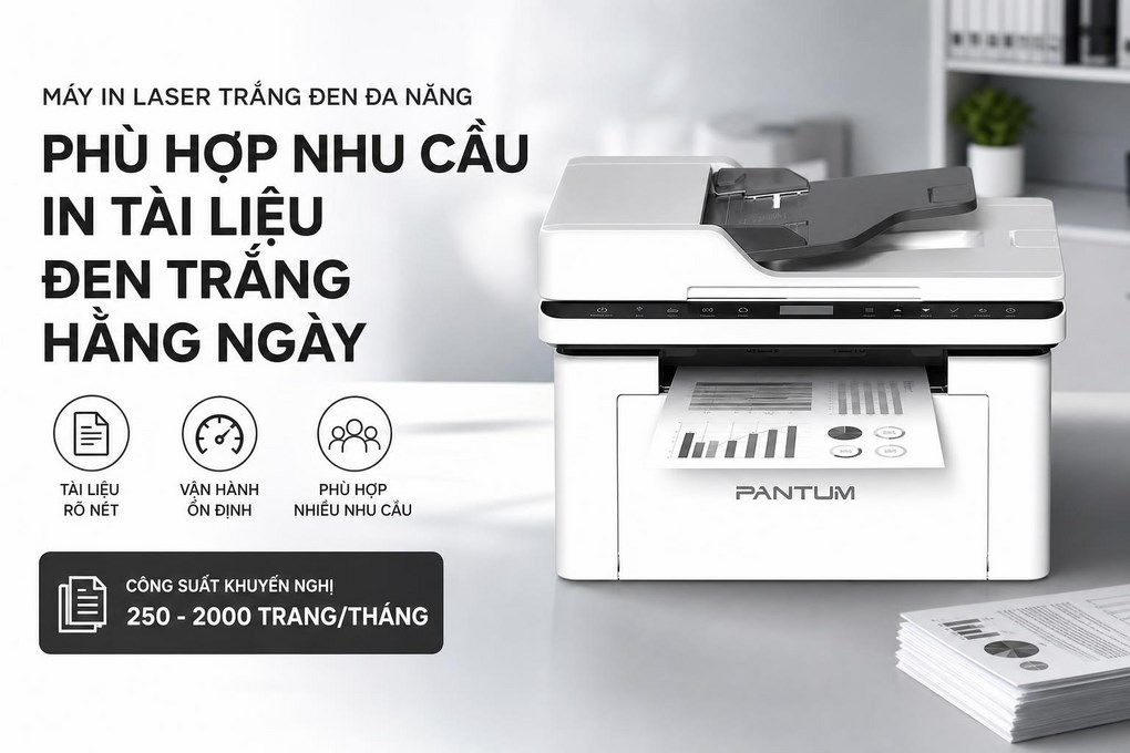 Máy in laser trắng đen đa năng Pantum BM2310AW Wifi