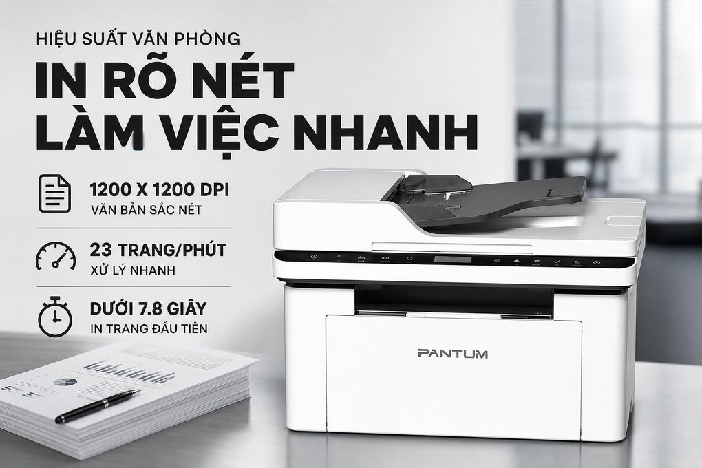 Máy in laser trắng đen đa năng Pantum BM2310AW Wifi