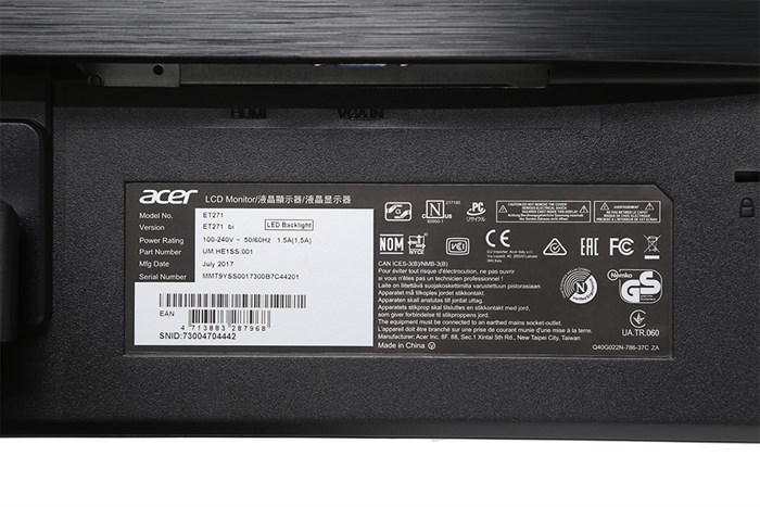Màn hình Acer Full HD 27 inch ET271 Màu Đen
