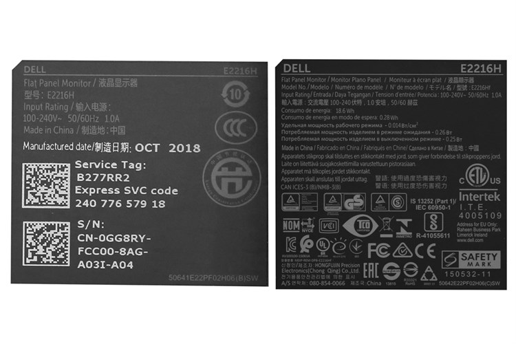 LCD Dell 21.5 inch Full HD (E2216H) Màu Đen