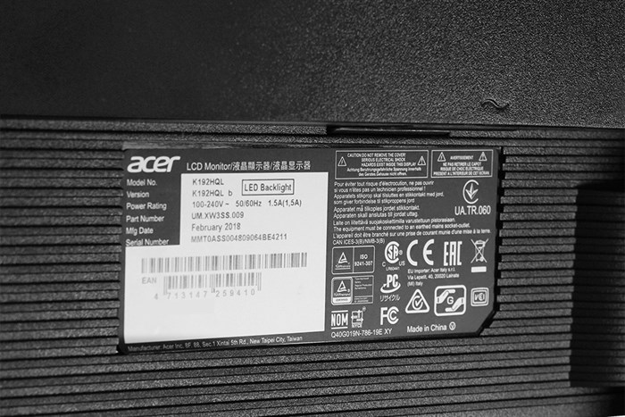 Màn hình Acer HD LCD K192HQL 18.5 inch Màu Đen