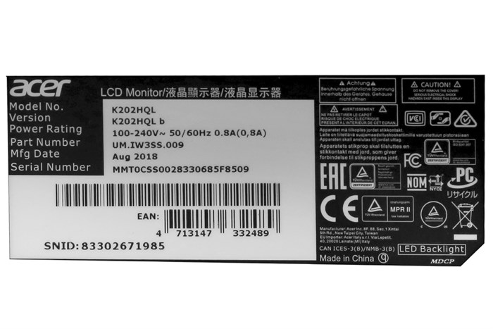 Màn hình Acer Full HD 19.5 inch K202HQL