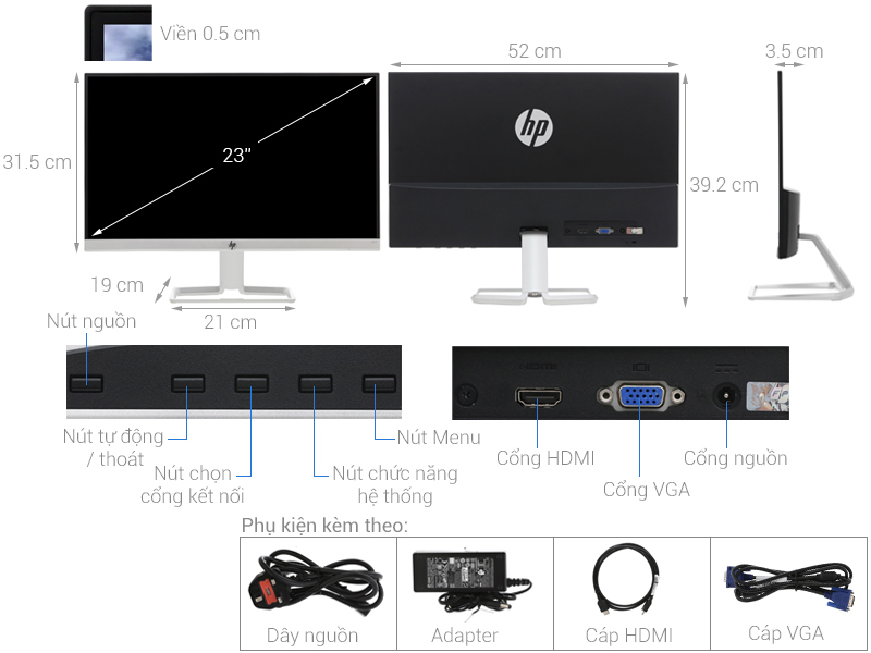 LCD HP 23F 23 inch Full HD (3AK97AA)