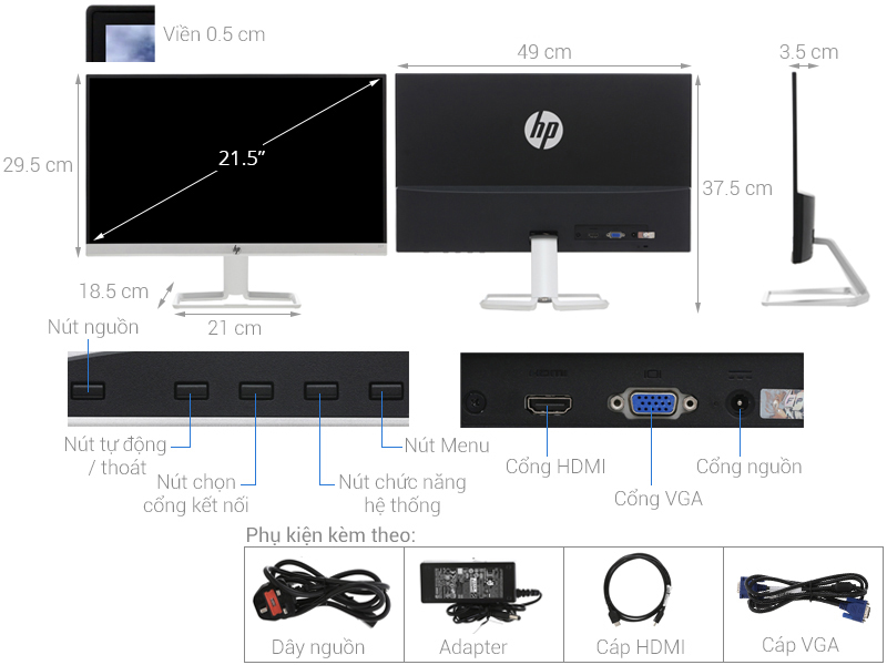 LCD HP 22F 21.5 inch Full HD (3AJ92AA)