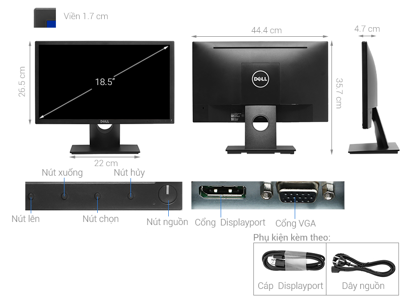 Màn hình LCD Dell 18.5 inch HD (E1916HV)