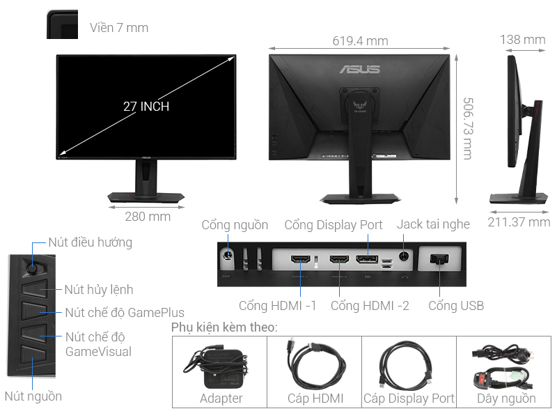 Asus LCD TUF Gaming 27 inch Full HD 280Hz 1ms (VG279QM)