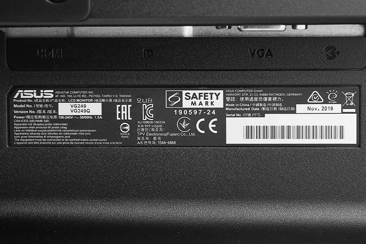 Asus LCD TUF Gaming 23.8 inch Full HD 144Hz 1ms (VG249Q) Màu Đen