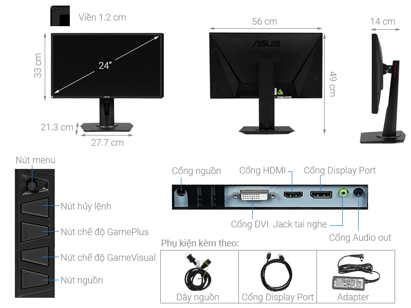 ASUS LCD Gaming 24 inch Full HD 0.5ms 165Hz (VG248QG)