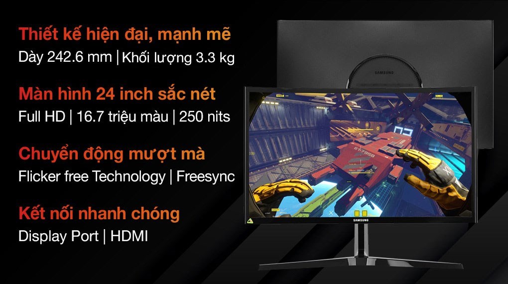 Màn hình Samsung Gaming LC24RG50FQEXXV 24 inch có tần số quét 144Hz cho chuyển động siêu mượt