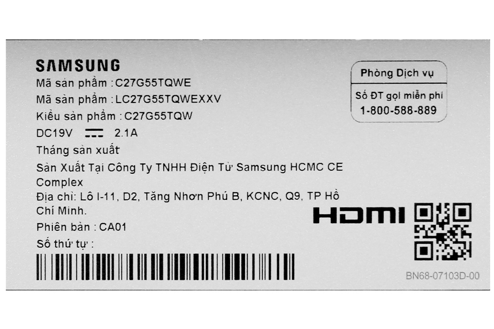 Samsung LCD Gaming 27 inch WQHD (LC27G55TQWEXXV) Màu Đen