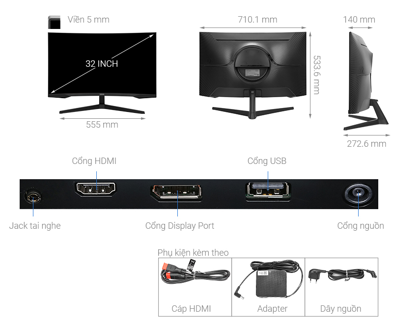 Samsung LCD Gaming 32 inch WQHD 144Hz 1ms (LC32G55TQWEXXV)