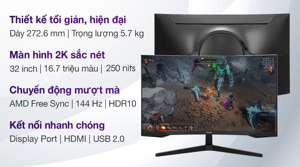 LCD Samsung Gaming 32 inch WQHD 144Hz 1ms/HDR10 (LC32G55TQWEXXV)