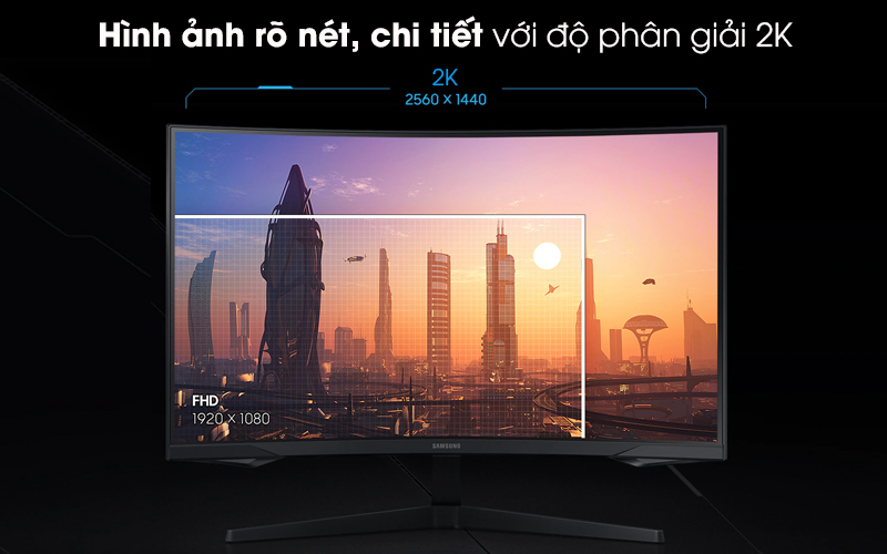Màn hình máy tính LCD Samsung Gaming 32 inch WQHD 144Hz 1ms/HDR10 (LC32G55TQWEXXV) - Độ phân giải 2K