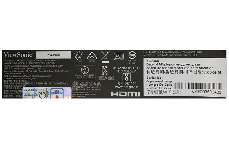 ViewSonic LCD Gaming XG2405 24 inch Full HD 144Hz 1ms Màu Đen