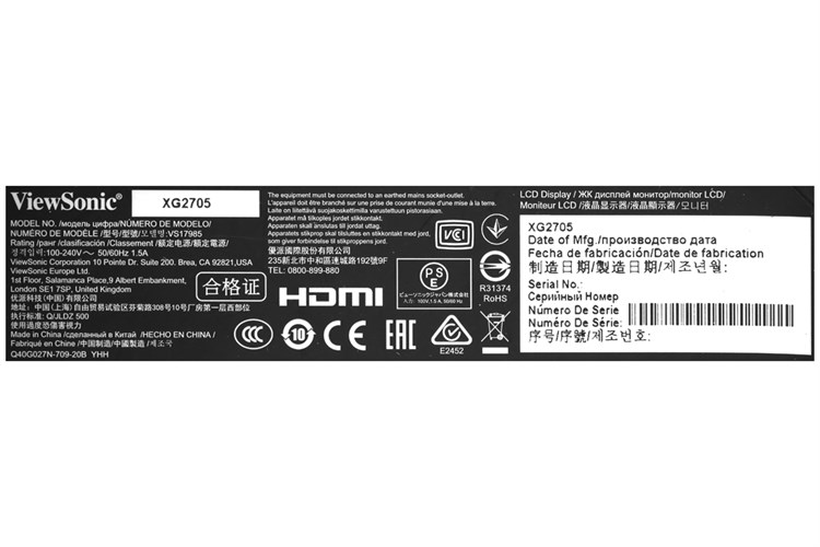 Màn hình ViewSonic Gaming XG2705 27 inch Full HD/144Hz/1ms Màu Đen