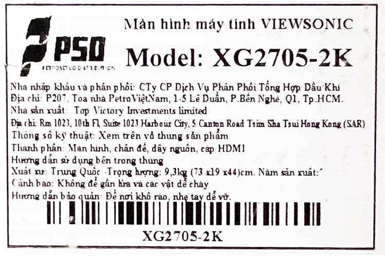 Màn hình ViewSonic Gaming XG2705 27 inch 2K/144Hz/1ms Màu Đen