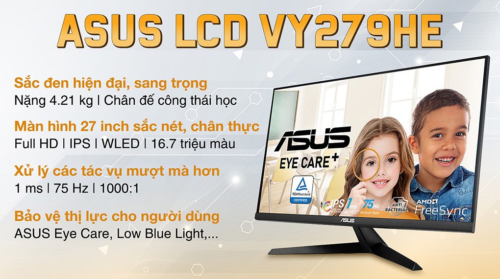 Màn hình Asus VY279HE 27 inch FHD/IPS/75Hz/1ms/FreeSync/HDMI