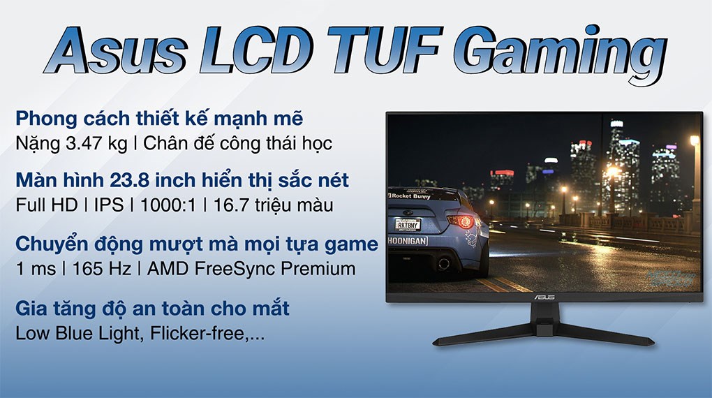 Màn hình Gaming Asus TUF VG249Q1A 23.8 inch FHD/IPS/165Hz/1ms/FreeSync/HDMI/DisplayPort