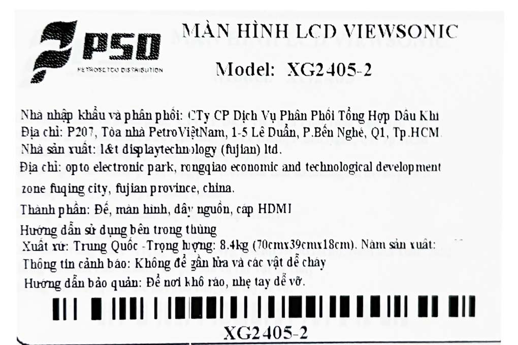 ViewSonic LCD Gaming XG2405-2 24 inch FHD/144Hz/1ms