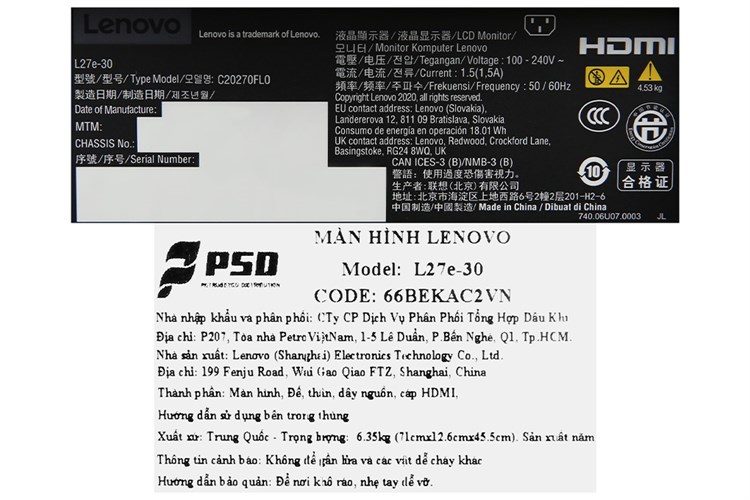 Màn hình Lenovo L27e-30 66BEKAC2VN 27 inch Full HD/75Hz/4ms-6ms Màu Đen