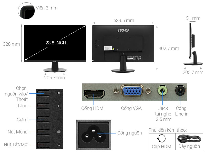 Màn hình MSI Pro MP242V 23.8 inch Full HD/75Hz/5ms