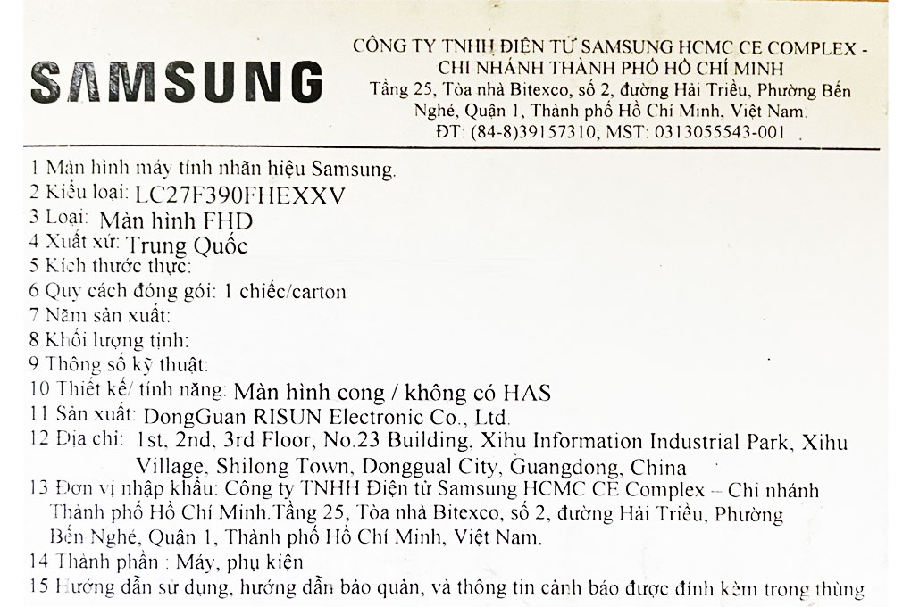 Màn hình Samsung LC27F390FHEXXV 27 inch Full HD/60Hz/4ms Màu Đen