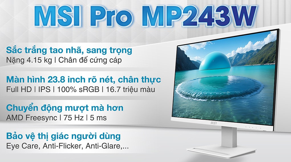 Màn hình MSI Pro MP243W 23.8 inch FHD - chính hãng, giá rẻ