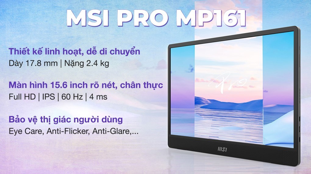 Màn hình di động MSI Pro MP161 15.6 inch FHD/IPS/60Hz/4ms/HDMI/TypeC