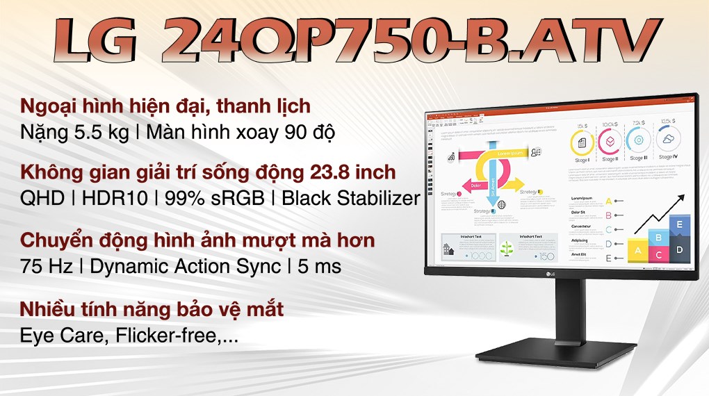 Màn hình LG 24QP750-B.ATV 23.8 inch 2K trả góp