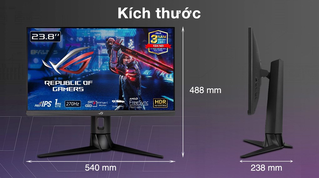 Màn hình Asus Gaming ROG Strix XG249CM 23.8 inch FHD/Fast IPS/270Hz/1ms/FreeSync/HDMI/USB/TypeC