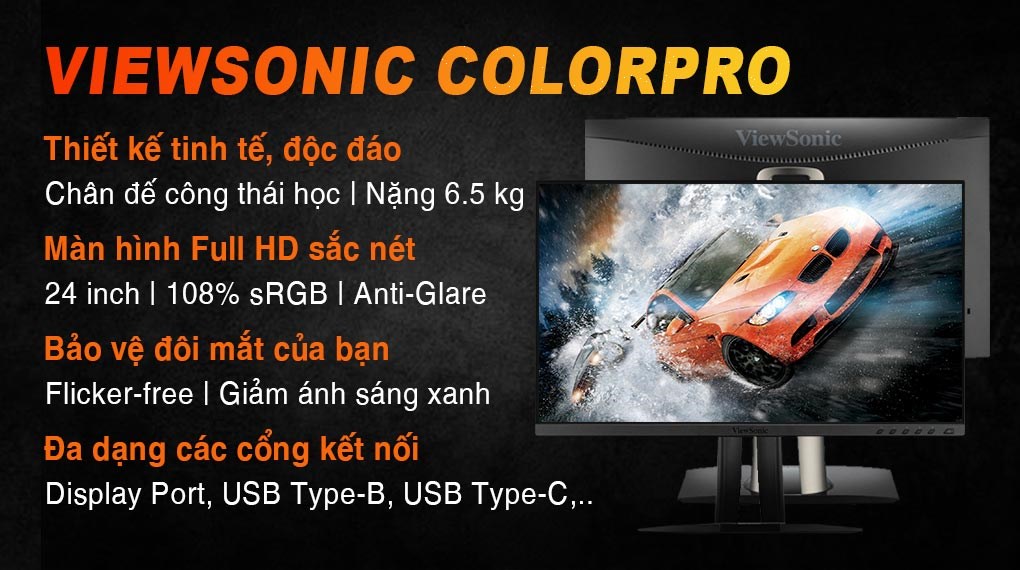 Màn hình ViewSonic ColorPro VP2456 24 inch FHD/IPS/60Hz/5ms/HDMI/TypeC/USB
