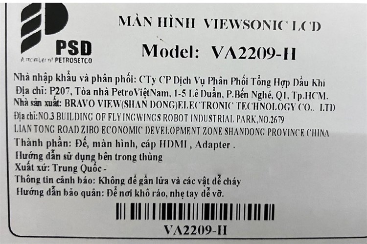 Màn hình ViewSonic VA2209-H 21.5 inch FHD/75Hz/4ms/HDMI Màu Đen