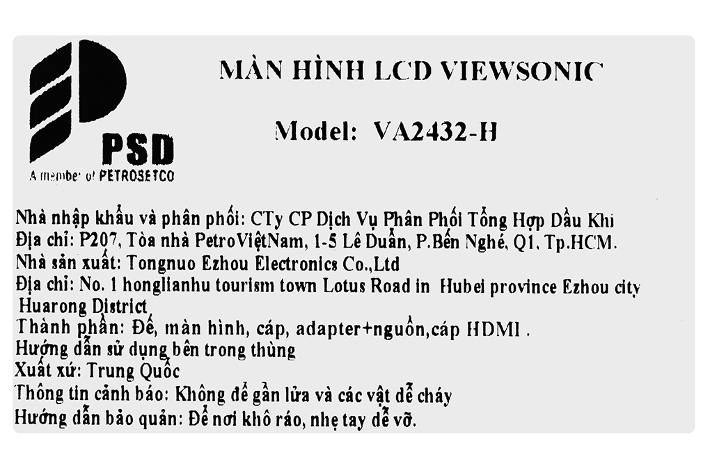 Màn hình ViewSonic VA2432-H 24 inch FHD/IPS/75Hz/4ms/FreeSync/HDMI
