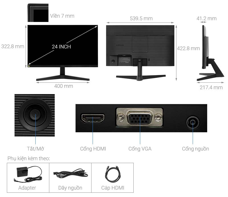 Màn hình Samsung S3 S31C LS24C310EAEXXV 24 inch FHD/IPS/75Hz/5ms/FreeSync/HDMI